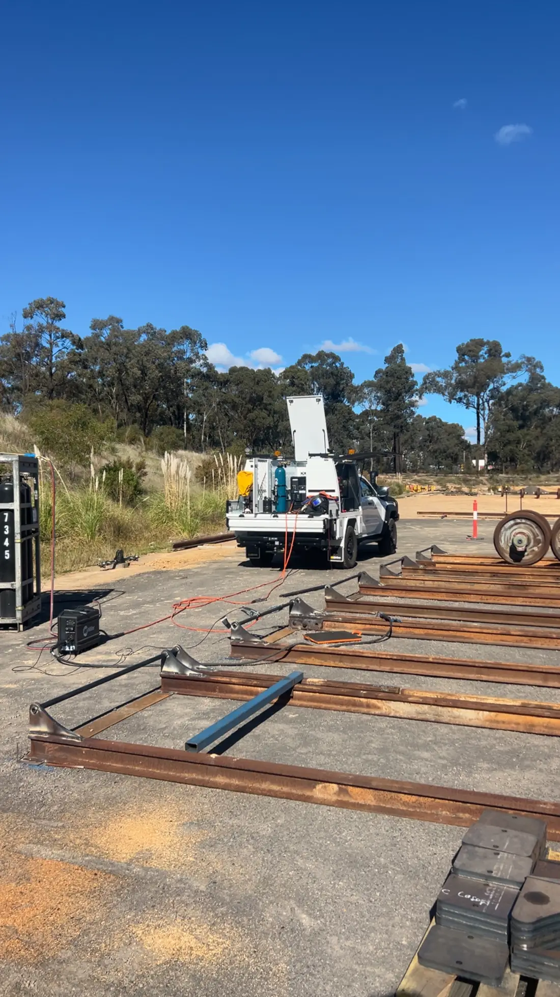 Troy's service ute set up at a rail yard job site near Bendigo