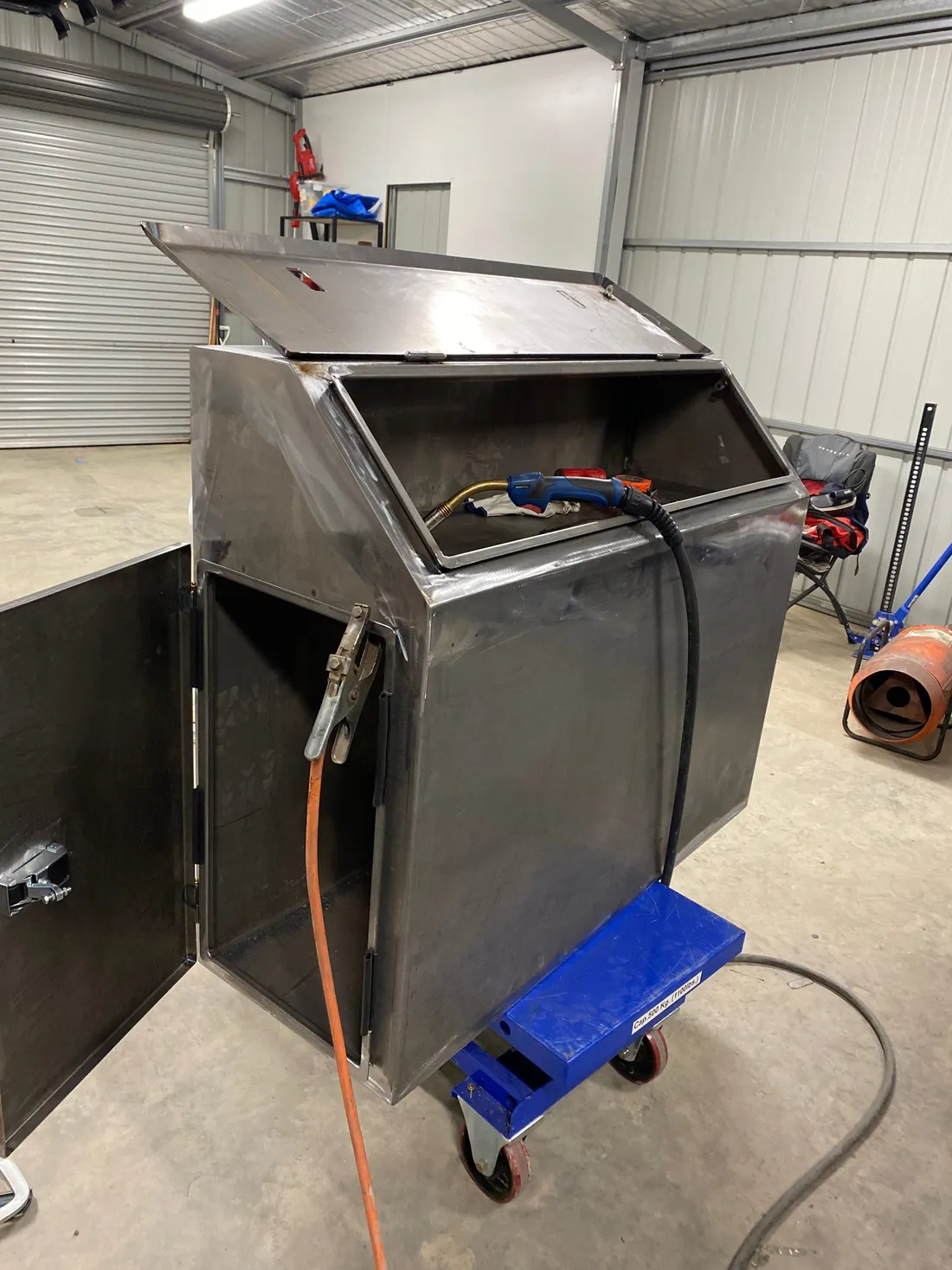 Custom steel canopy toolbox built at the Golden Square workshop